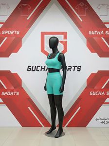 Ensemble de yoga sans coutures pour femmes, tissu extensible et respirant, short taille haute et soutien-gorge de sport, évacuation de l'humidité, coupe ajustée, OEM - Product Image 3