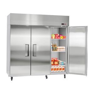 Attrezzatura di Refrigerazione per Cucine Commerciali, Frigorifero Verticale a Tre Porte in Acciaio Inox da 72 Pollici di Larghezza e 52 Piedi Cubi - Product Image 1
