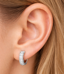 Pendientes de Aro con Cinco Diamantes Redondos de Laboratorio, Plata de Ley 925, Oro Sólido de 14K y 18K, Pendientes de Aro de Moda - Product Image 5