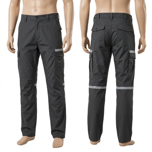 Custom Logo Dark Grey 280 GSM Heavy Duty Polyester Canvas <b>Waterproof</b> Anti-Wrinkle Cargo <b>Work</b> <b>Pants</b> High Visibility Reflective - Product Image 2