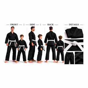 Conjunto de Uniforme de Artes Marciales Negro Premium para Hombres, Niños y Niñas, Traje de Karate Familiar para Entrenamiento con Cinturón, Venta al Por Mayor - Product Image 3
