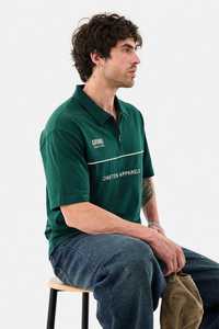 Camiseta de Golf de Manga Corta con Cierre para Hombre ONETEN APPARELS, Verde Sólido, Logotipo Bordado, Poliéster, Tejido de Punto, Secado Rápido, Informal - Product Image 3