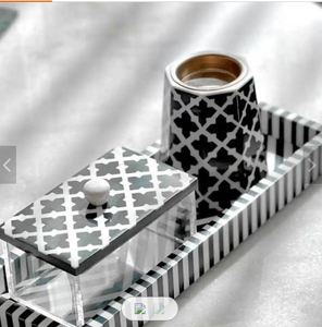 Luxury Purple Bone Inlay <b>Bakhoor</b> Burner Set with Tray Handmade Mubkhar <b>Oud</b> Incense Holder Indian Wood Handicrafts Home Decor - Product Image 3