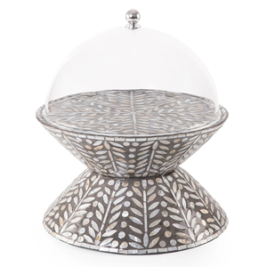 Support à gâteau en bois au design tendance et finition premium avec incrustations en nacre, pour accessoires de dessert sophistiqués et de qualité durable. - Product Image 3