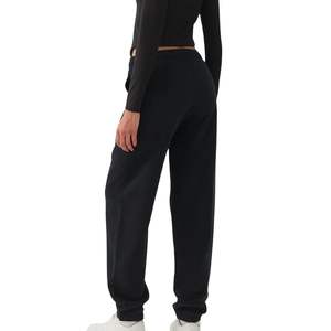 Pantalon de jogging en coton noir pour femme, taille haute, coupe décontractée, bas de survêtement, logo personnalisé, vente en gros OEM - Product Image 3