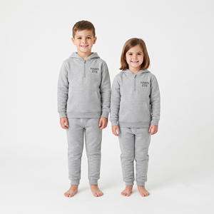 Conjunto Deportivo de Moda 2026 para Niños, Personalizado, con Capucha y Cierre de Media Cremallera, de Algodón, Dos Piezas, para Niños y Niñas - Product Image 1