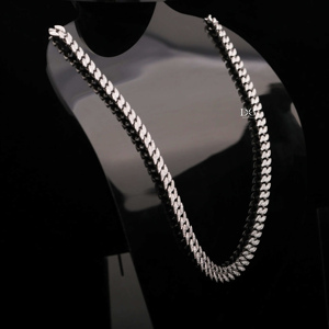 Collar Unisex Miami Cuban Link de 14 mm, Chapado en Oro Sólido de 14K, con Diamantes Naturales de Corte Brillante y Moissanita, Estilo Rapper, Hip Hop, Lujoso, para Fiestas - Product Image 1