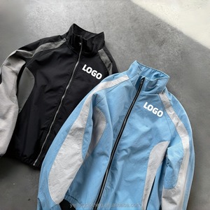 Custom <b>Men's</b> High Quality Nylon Windbreaker Tracksuit Zip Up <b>Jacket</b> and Jogger Pants Set - Product Image 2