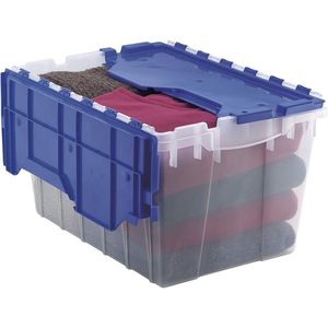 Contenitore di Plastica Trasparente da 12 Galloni con Coperchio Integrato, Impilabile e Annidabile, per Garage e Armadi - Product Image 5