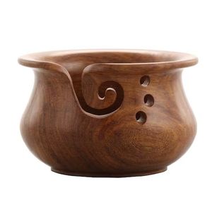 Bol à fil en bois rond au design simple, support pour tricot et crochet avec découpe - Product Image 2