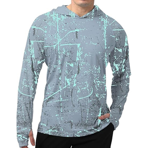 เสื้อฮู้ดดี้แขนยาวสีเขียวมะกอกสำหรับผู้ชาย UPF 50 เสื้อตกปลาแห้งเร็วแบบสวมหัว สีพื้น ผ้าโพลีเอสเตอร์ - Product Image 6
