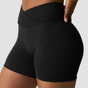 High Compression Sports <b>Gym</b> Training Workout Cross Waistband <b>Shorts</b> Custom Blank <b>Seamless</b> Nylon High Elastane Quick Dry <b>Shorts</b> - Product Image 3