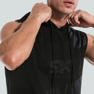 Hoodie sans manches personnalisé en coton et polyester pour homme, de haute qualité, fabriqué en gros, hoodie sans manches uni pour homme - Product Image 5