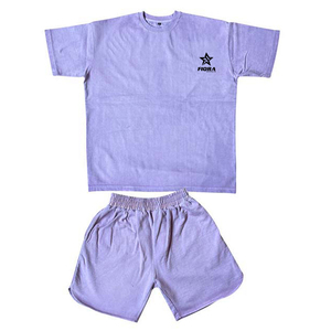 2026 Latest Men Oversized T Shirt Shorts <b>Set</b> Summer Cotton Casual 2 Piece Outfit Streetwear Lounge Wear Custom Logo Tracksuit - Product Image 1