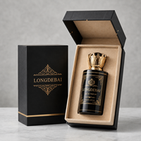 Flacon de parfum noir personnalisé, flacon de parfum rond en verre vide, 50 ml, 100 ml, flacon de parfum de luxe avec emballage en boîte