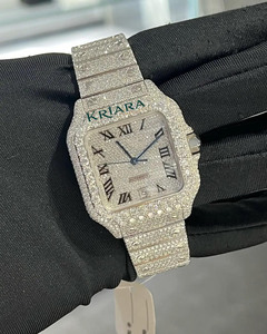 Reloj Automático Cuadrado con Diamantes de Moissanita, Diseño OEM/ODM, Fecha con Números Romanos, Cierre Desplegable, para Compradores Mayoristas - Product Image 1