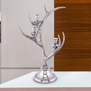 Designer Metal Candle <b>Candelabra</b> For Modern Living Room Accent And Beautiful Festive Centerpiece Table Decor - Product Image 2