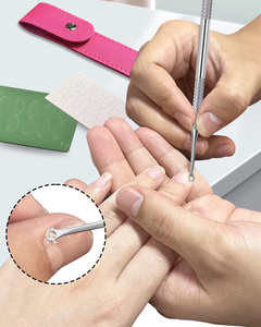 Empujador de Cutículas de Acero Inoxidable de Doble Cabeza, Reutilizable y Duradero, para Limpieza de Uñas, 1 Unidad con Bolsa de Almacenamiento, para Uso en Salón y Hogar, Personalizable - Product Image 1