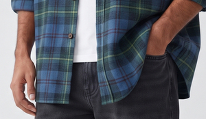 Chemise de nuit à carreaux pour homme, manches longues, col boutonné, décontractée, 100% coton flanelle, vêtement d'hiver, coupe ample, épaules tombantes, chemises à carreaux pour homme - Product Image 5