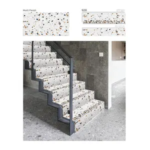 도자기 계단 타일 인도 공급 120x30cm 계단 및 라이저 대리석 패턴 디자인 계단 타일 그루브 노징 타일 하우스 단계