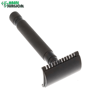 Rasoir de sécurité classique traditionnel à double tranchant HASNI SURGICAL pour homme, en acier inoxydable, couleur noire, modèle ASH-66 - Product Image 4