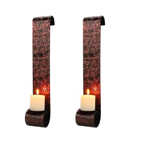 Moroccan Metal Wall Sconce Candle Holder Tall Wall Mounted Candlestick Stand for Living Room Bathroom Office Decor - Product Image 1
