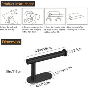 Portarotolo da parete autoadesivo in acciaio inox SUS 304 per bagno - Product Image 2