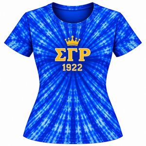 CustomWomen’s <b>Tie</b> <b>Dye</b> Tee <b>Shirt</b> Cotton Blend Casual Printed Top Colorful Design Summer Clothing For Women - Product Image 1