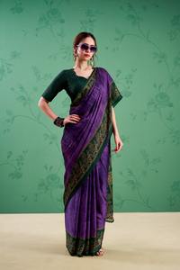 Sari indien traditionnel en soie imprimée Rangoli pour femmes, idéal pour les mariages et les festivals, collection de saris simples à prix abordable - Product Image 4