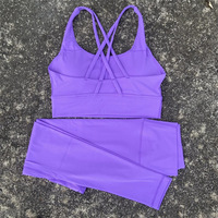 Ensemble de sport et yoga pour femme, short taille haute élastique sans bretelles, brassière de sport à séchage rapide, couleur unie, en nylon et élasthanne