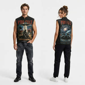 Fashion Summer Top Quality Sleeveless Graphic Fleece Custom Embroidery Brand Name Zipper Vest Punk Rock Streetwear Tank Top Men - Product Image 2