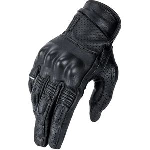Gants de moto en cuir véritable brillant pour hommes et femmes, gants de protection respirants pour motards, vêtements de course pour les mains - Product Image 1
