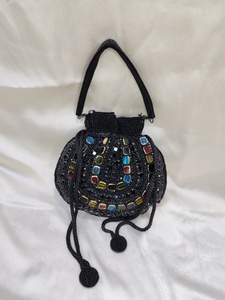 Luxury Designer Bollywood Celebrity Beaded Embroidery Potli <b>Bag</b> Handmade Exclusive Pearl Stone Handcrafted Golden - Product Image 1