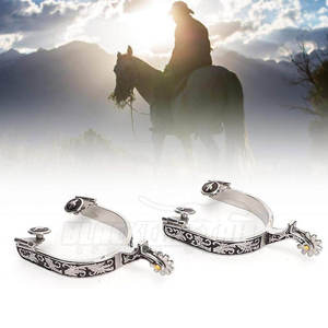 เดือยขี่ม้าแบบตะวันตกสำหรับมืออาชีพ พร้อมลวดลายดอกไม้เคลือบเงิน - Product Image 6