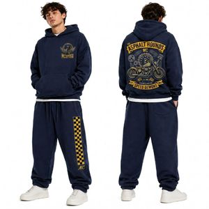 Men's Cotton Tracksuit <b>Set</b> With Graphic Print Hoodie And <b>Jogger</b> Pants Casual Streetwear Two Piece Sportswear Outfit - Product Image 5
