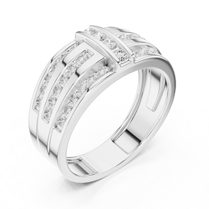 Bague pour homme en or avec diamant cultivé en laboratoire – Bague de mariage de luxe large pavée de diamants pour bijoux en diamant - Product Image 4