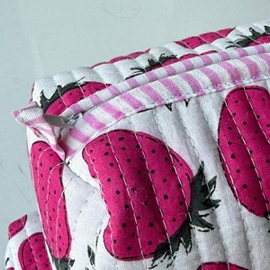 Juego de 3 Bolsas de Cosméticos Acolchadas con Estampado de Piña Rosa, Cierre de Cremallera, Estuche Organizador de Maquillaje Portátil - Product Image 5