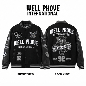 Custom Green <b>White</b> Breathable Winter Varsity <b>Jacket</b> 650GSM Wool Body Cotton Lining - Product Image 5