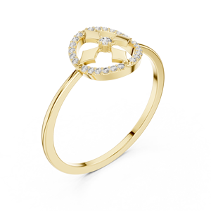 Anillo de Oro Amarillo de Lujo con Cruz de Diamantes Redondos para Mujer, Joyería Elegante para Uso Diario, Joyería Religiosa Minimalista, Regalo de Joyería Fina - Product Image 4