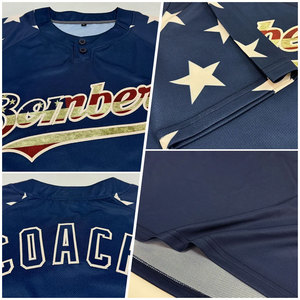 Maillot de baseball personnalisé pour homme, bleu marine, drapeau américain, étoiles sublimées, 100 % polyester, manches courtes, boutons sur le devant, maillot de softball - Product Image 2