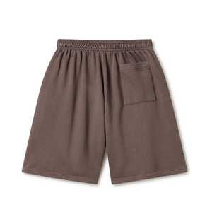 Shorts de sport décontractés pour hommes de qualité supérieure, respirants, couleur unie, broderie personnalisée sur le devant, marron, 100 % coton, taille mi-haute - Product Image 2