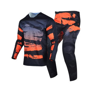 Ensemble de maillot et pantalon de motocross pour homme, bleu, noir et blanc, à blocs de couleur, manches longues, séchage rapide, équipement de protection pour la conduite tout-terrain - Product Image 4