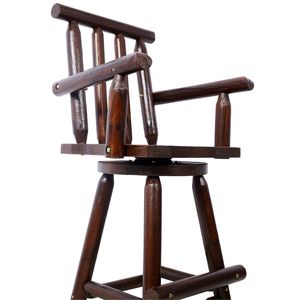 Taburete de Bar Rústico de Madera de Abeto con Reposabrazos Anchos y Reposapiés, Silla Alta de Bistró para Comedor, Cocina o Bar - Product Image 3