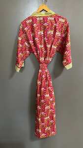 Robe kimono en coton à imprimé floral bohème, vêtement de détente élégant et décontracté - Product Image 6