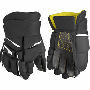 Gants de hockey sur glace professionnels, noir, rouge, jaune, rembourrage protecteur, design à doigts entiers - Product Image 1