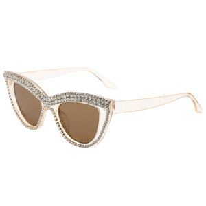 Women's Diamond-Encrusted Cat-Eye <b>Sunglasses</b> with UV400 Protection Lightweight & Comfortable Design - Product Image 2