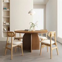 Table basse ronde en bois massif moderne - Meuble de salon durable et facile à nettoyer