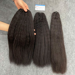 Extensions de cheveux vietnamiens bruts, lisses et crépus, tissées à la machine, noir naturel, super double drawn, qualité supérieure - Product Image 3