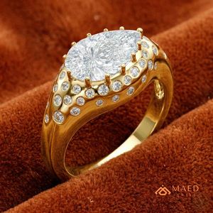Moissanite <b>Dome</b> <b>Ring</b> for Women Gold Tone Engagement Wedding Anniversary Jewelry Elegant Daily Wear Fashion Style - Product Image 2