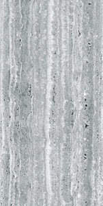 Baldosa de porcelana esmaltada con textura imitación piedra gris travertino, acabado mate, 600 x 1200 mm, para suelos interiores de edificios de oficinas. - Product Image 1